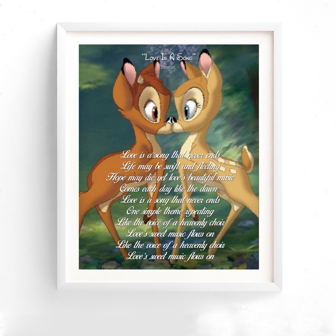 Love is A Song Lyrics Bambi Song Lyrics Bambi and Faline - Etsy