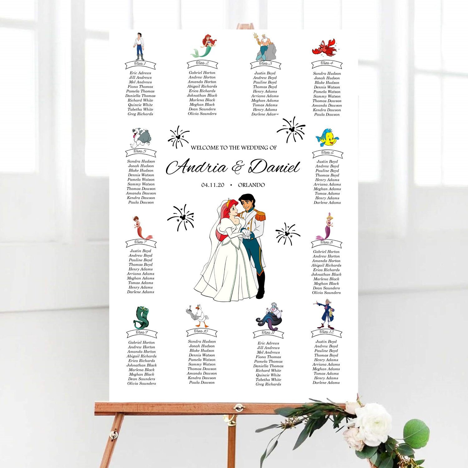 Plan De Table Mariage Disney Plan de table de mariage de la Petite Sirène Plan de table - Etsy France