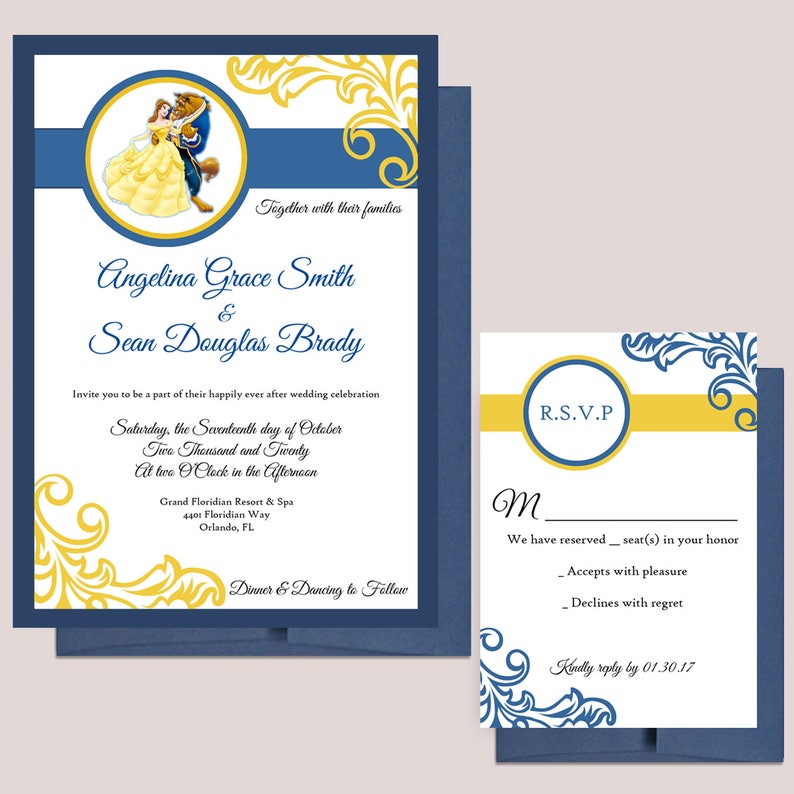 Beauty and the Beast Wedding Invitations Disney Weddings