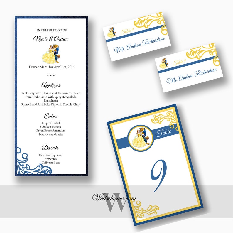 Beauty and the Beast Place Cards Wedding Escort Cards