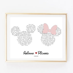 Regalo de boda personalizado, póster con citas famosas de Disney, regalo de Mickey y Minnie, boda de Disney, regalo para pareja