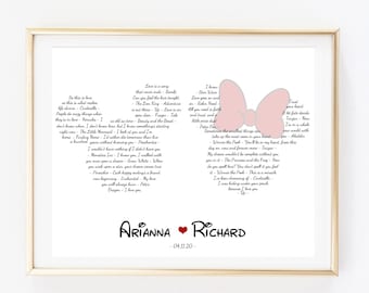 Regalo di nozze personalizzato, poster con citazioni famose Disney, regalo di Topolino e Minnie, matrimonio Disney, regalo per coppia