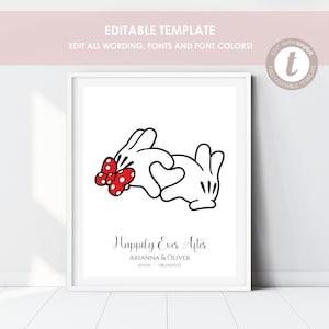 Gepersonaliseerde huwelijkscadeau, cadeau voor stel, bewerkbare sjabloon, Mickey Minnie-cadeau, sprookjeshuwelijkscadeau, verjaardagscadeau paren