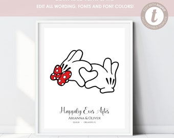 Personalized Wedding Gift, Gift for Couple, Editable Template, Mickey Minnie Gift, Fairytale Wedding Present, Couples Anniversary Gift