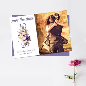 Save the Dates, Faire-part de mariage, Photo Save the Date Cards, Fleurs de lavande, Mariage d'automne, Autumn Save the Dates