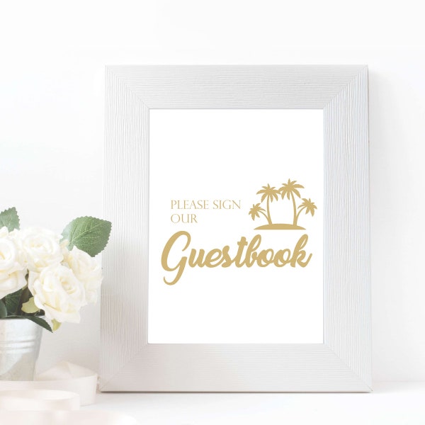 Beach Wedding Guestbook Sign, Guestbook Sign, Printable Sign, Wedding Guest Book Sign, Engagement Party Guestbook- INSTANT DOWNLOAD - BW222