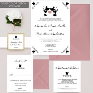 Disney Wedding Invitations, Mickey and Minnie Wedding, Disney Invitation, Fairytale Invite, Invitations for Wedding image 5