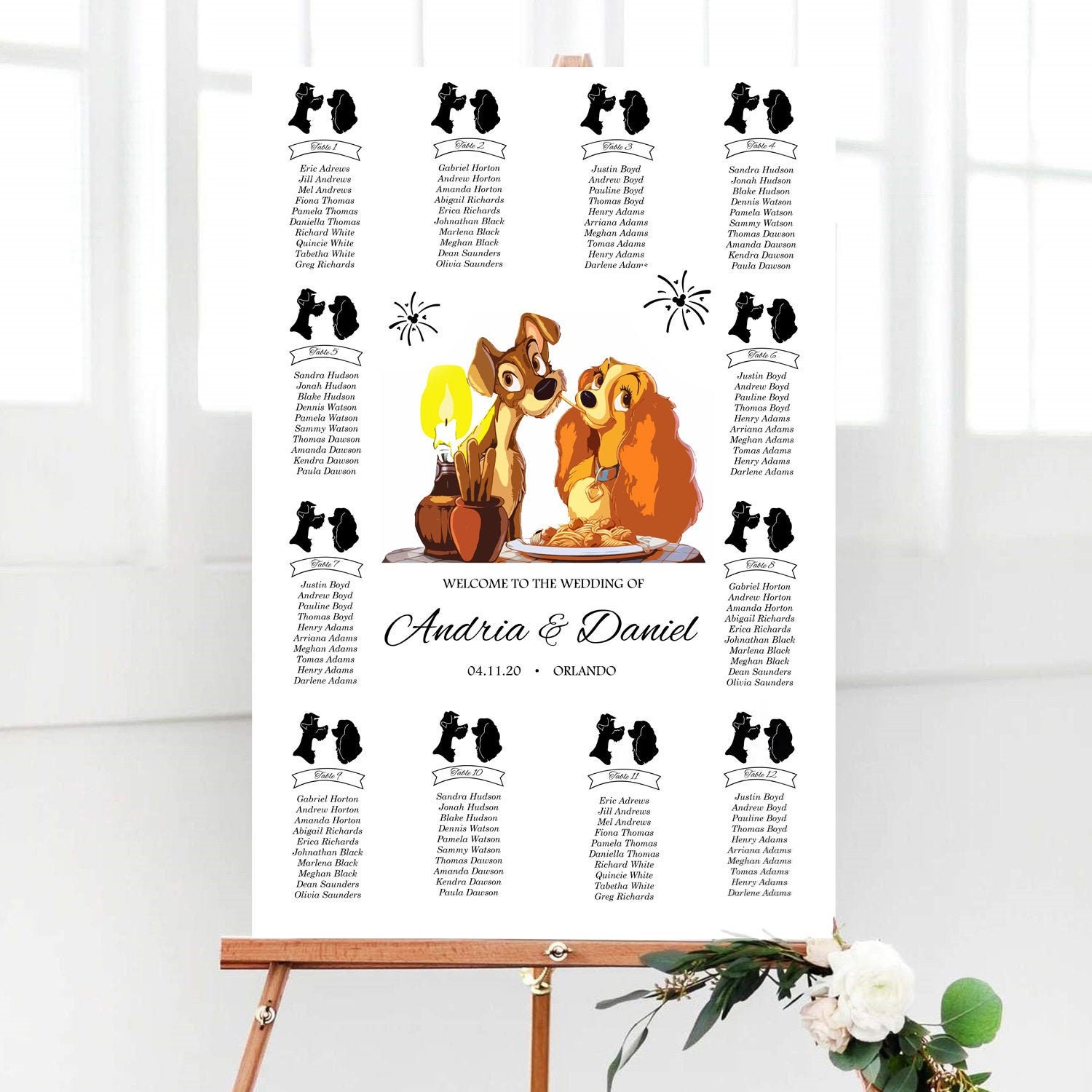Plan De Table Mariage Disney Plan de table de mariage Lady and the Tramp Plan de table de - Etsy France