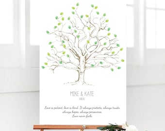 Wedding Fingerprint Tree Guest Book, Thumbprint Guestbook, Fingerprint Guestbook Alternative, Love Quote, Bible Verse