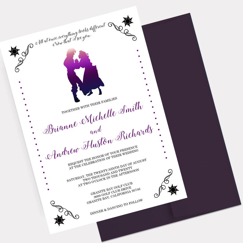 Rapunzel and Flynn Wedding Invitations Disney Wedding Etsy