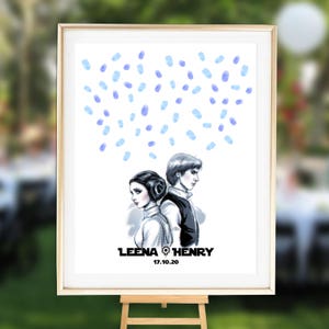 Star Wars Wedding Guest Book Alternative, Disney Thumbprint Guestbook, Star Wars Wedding, Wedding Keepsake, Wedding Gift image 1