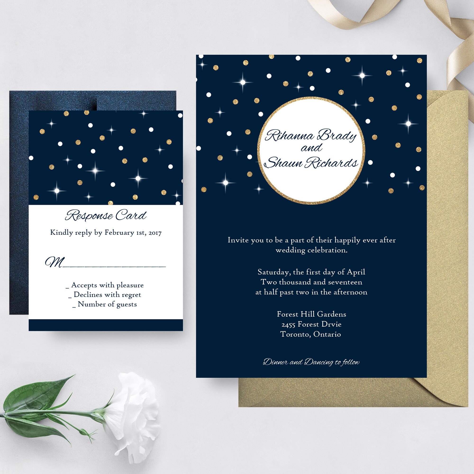 Navy and Gold Glitter Wedding Invitation Set, Elegant Starry Night Wedding  Invitation Suite, Moonlight Invites, Printed Invitation - DEPOSIT - Etsy, image size:2000x2000