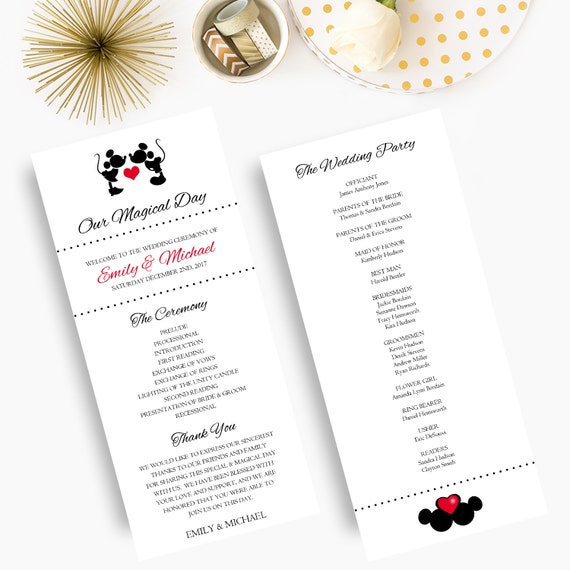 Mickey And Minnie Wedding Programs Disney Wedding Programs Etsy