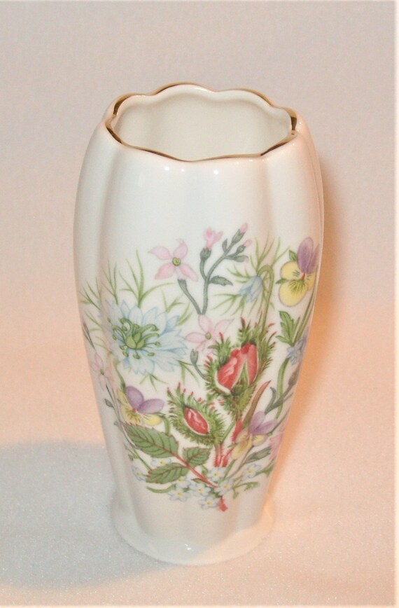 Aynsley Wild Tudor Fine Bone China Porcelain Small Fluted Vase Etsy