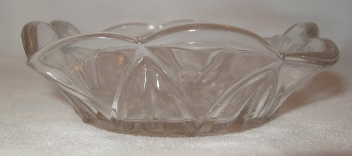 Vintage Clear Embossed Glass Fruit Square Round Based Bowl Etsy