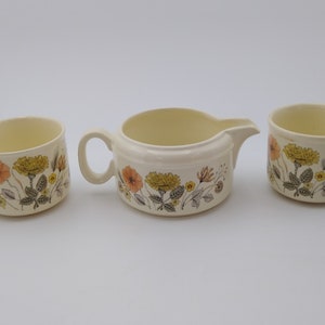 2 Tea Cups & Milk Jug Vintage J G Meakin Trend Hedgrow Creamer Oven to Tableware England