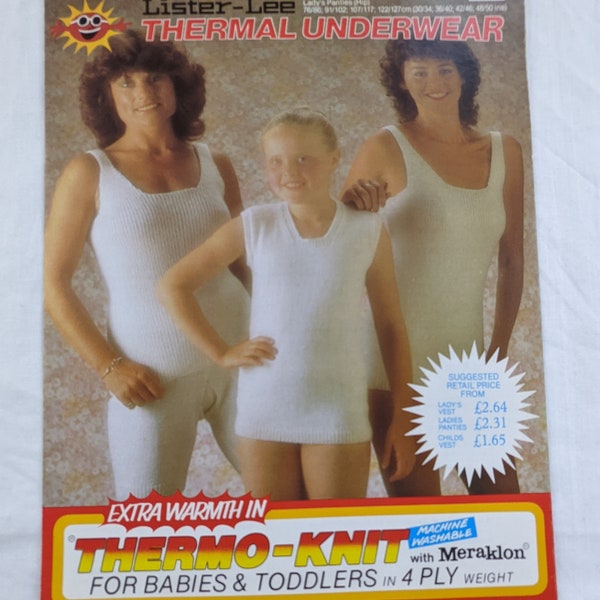 Thermal Underwear Lister Lee lady's Vest Pants Vintage  Knitting Pattern K1580