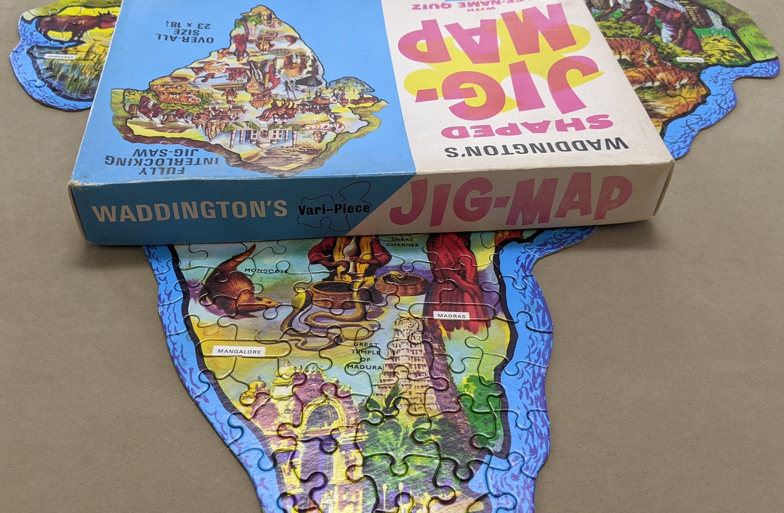India Jig Map Vintage Shaped Fully Interlocking Jig Saw Jigsaw Etsy