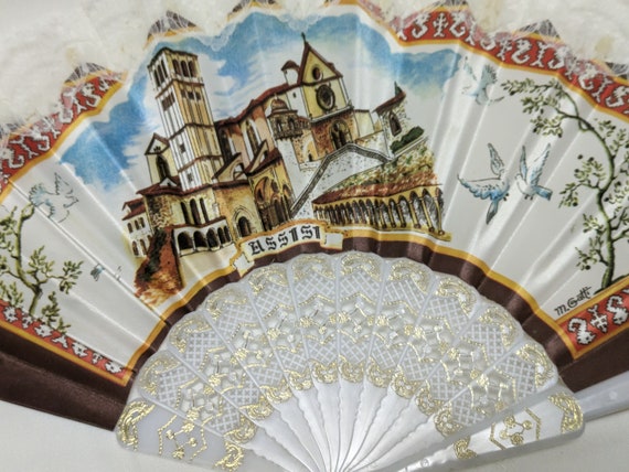 Souvenir Hand Fan 2 x Vintage Folding Pierced Ass… - image 4