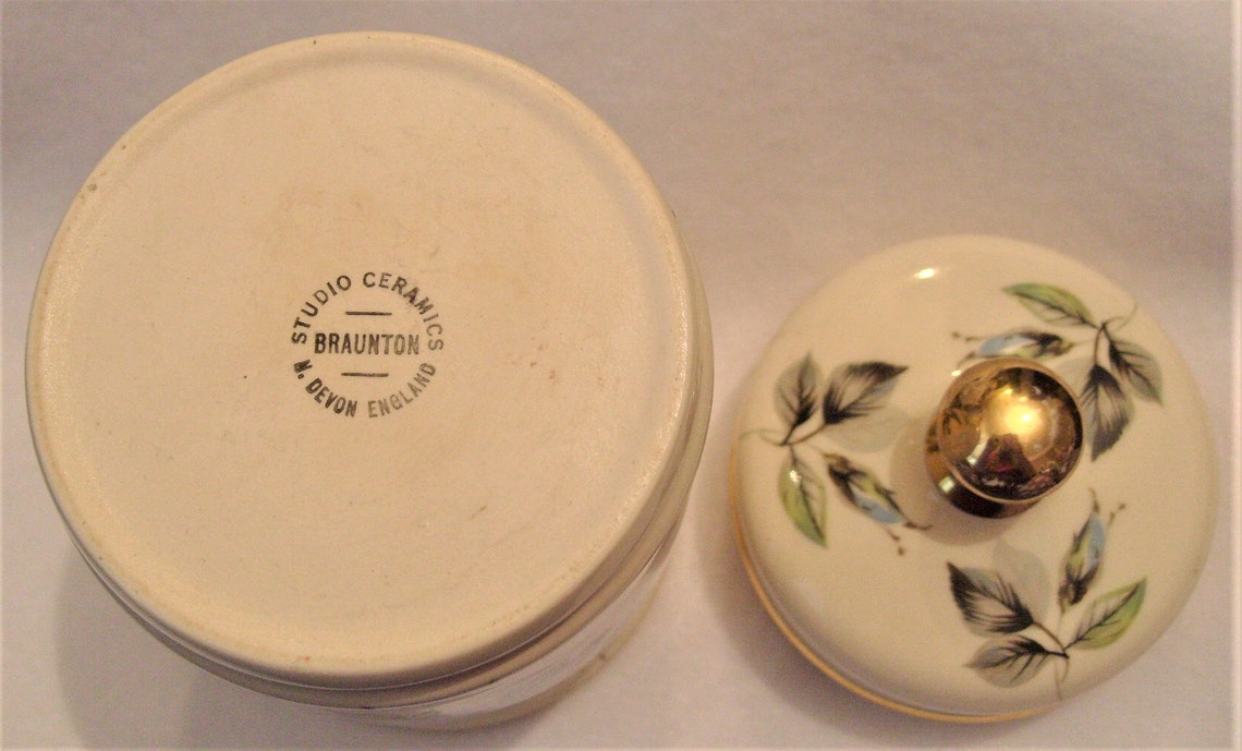 Vintage Braunton Studio Ceramics Devon Cream Blue Floral Etsy