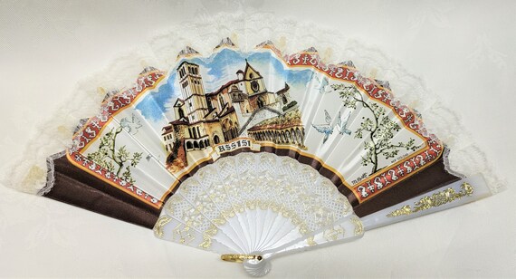 Souvenir Hand Fan 2 x Vintage Folding Pierced Ass… - image 3