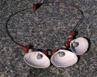 Clamshell and Pearl Statement Necklace