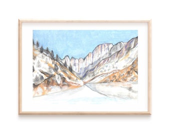Dolomites Italy Illustration Print, Europe Travel Art (Digital Download)