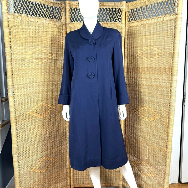 1940’s Navy Blue Gabardine Coat sz M/L As-is