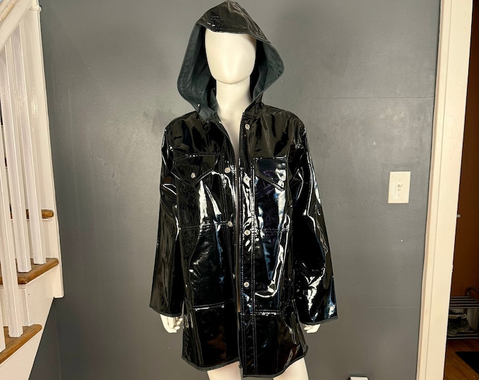 Deadstock 1970 s Black Vinyl Rain Jacket Sz M Etsy deadstock-1970-s-black-vinyl-rain-jacket-sz-m-etsy