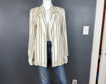 Y2K Saks Fifth Ave Silk Striped Blazer sz S