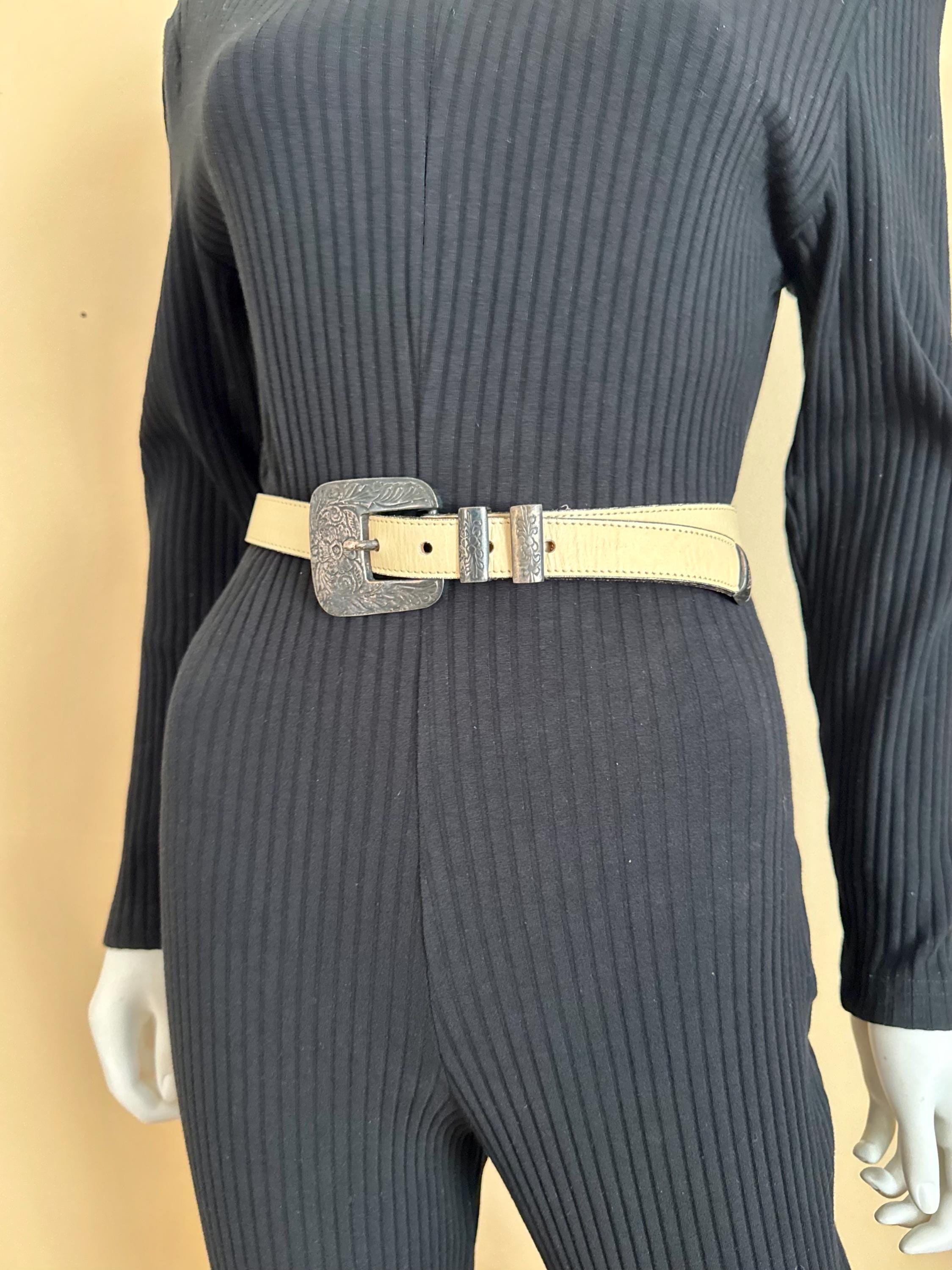 VTG 90s Streets Ahead Western Belt Leather Etched Buckle M USA 0D6A0449_f633ac55-65f0-48e0-  main image 3