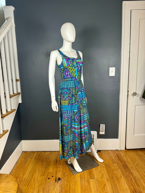 1970’s Palazzo Pant Geometric Print Jumpsuit sz S - image 3