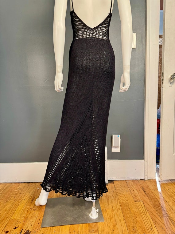 1970’s Black Crocheted Maxi Halter Dress sz S - image 10