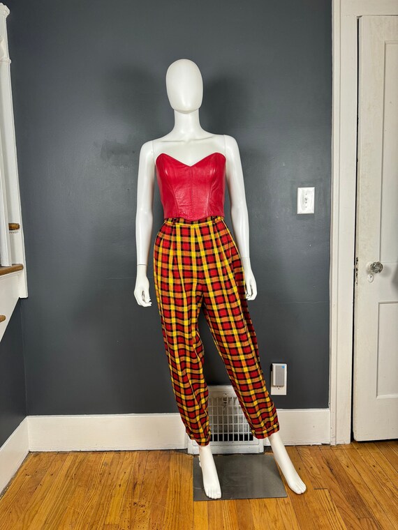 1990’s Plaid Linen Pleated Front Trousers sz 6