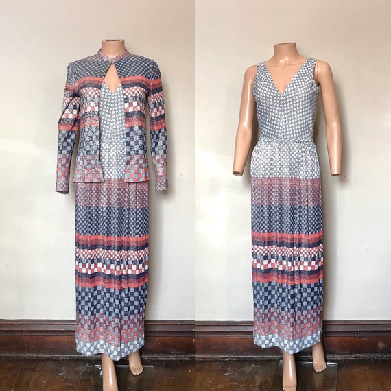 1970’s Anne Fogarty Lurex Maxi Dress & Jacket sz M