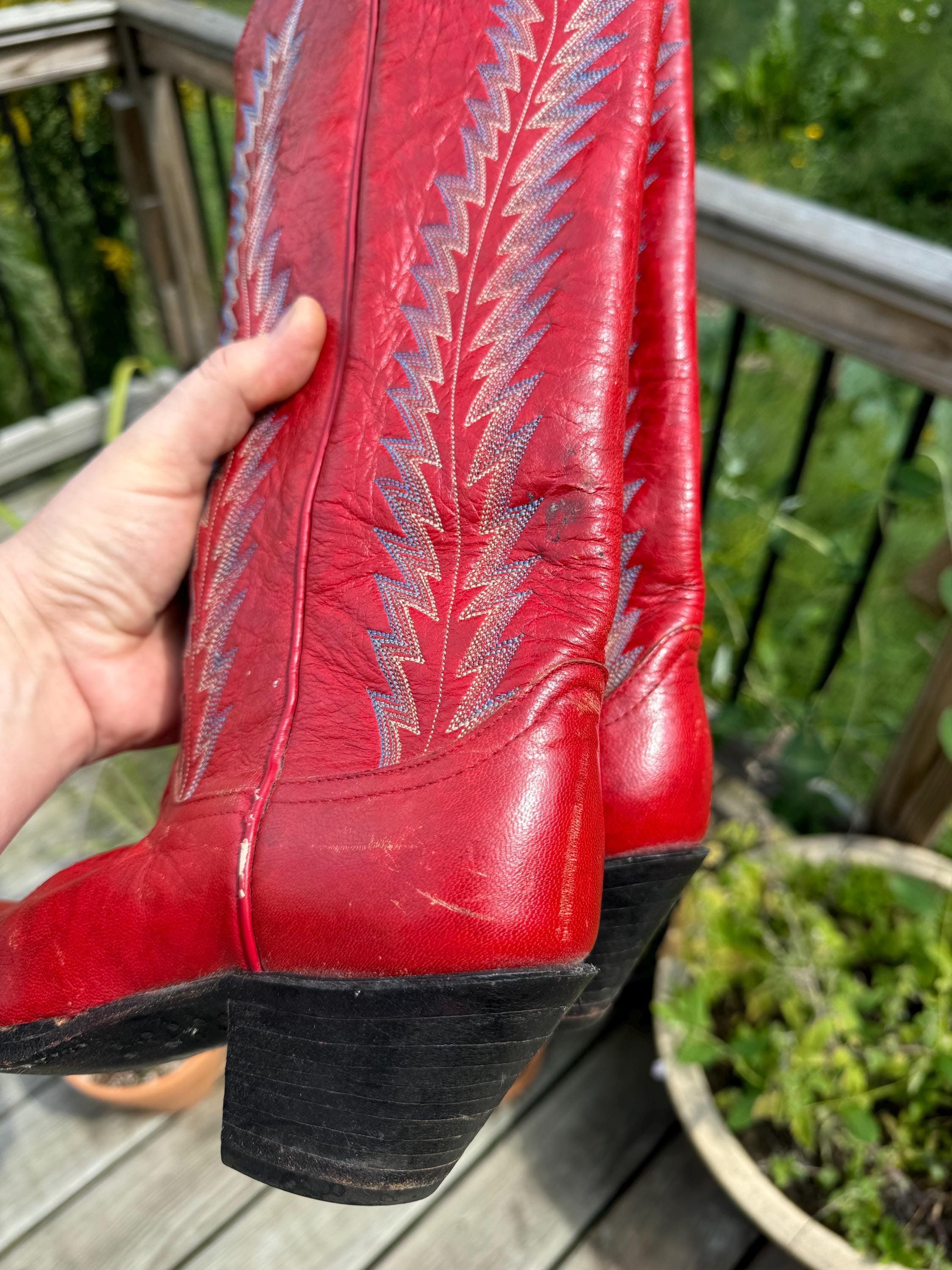 ロンスプ　ローレグ　ストーンレッド　M ML L Larry Mahan Red Western Cowgirl Boots Made in Texas Sz 6 Narrow - Etsy