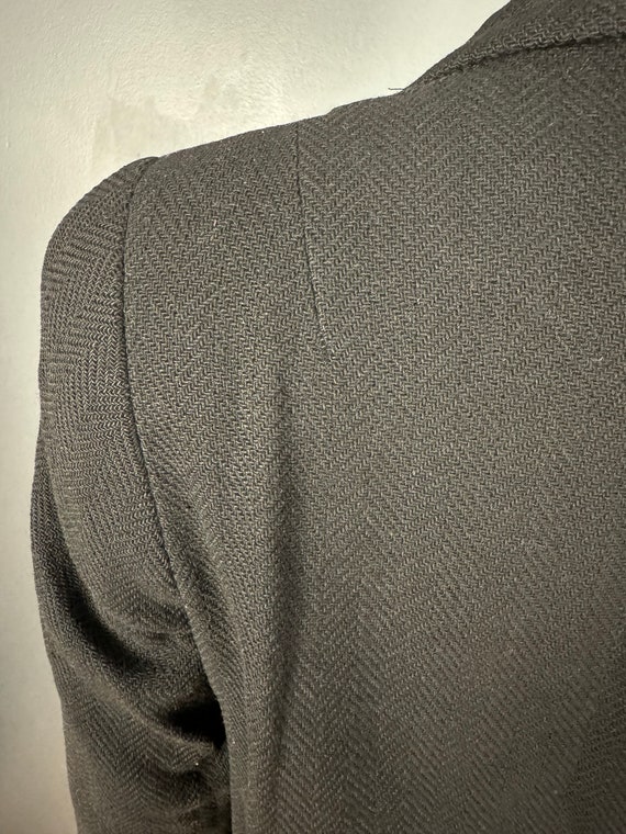 1940’s Black Herringbone Woven Wool Jacket sz M/L - image 9