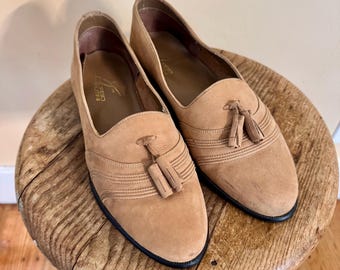 1980’s Giorgio Brutini Tan Leather Tassle Loafers sz 10