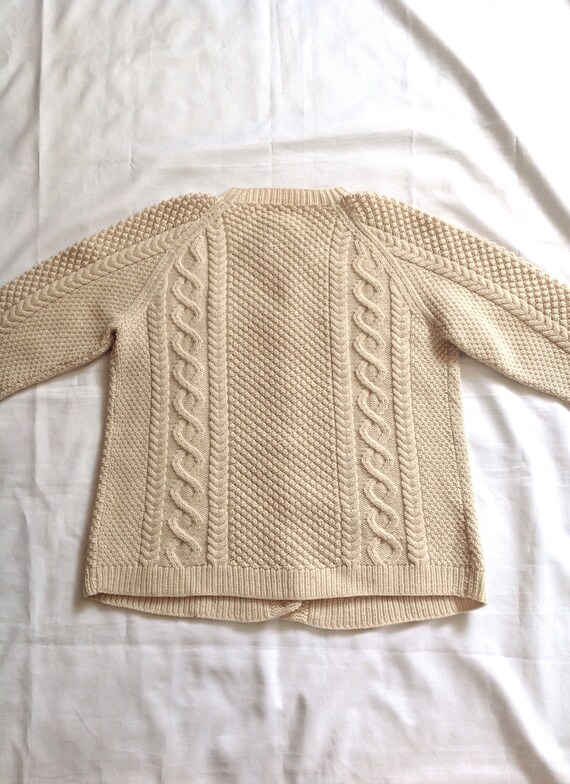 1960 ' s XXL crème laine crème XXL câble tricot Cardigan unisexe cd095a 1960 ' s XXL crème laine crème XXL câble tricot Cardigan unisexe cd095a