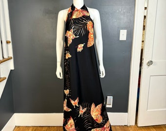 1970’s Butterfly Print Sarong Dress O/S