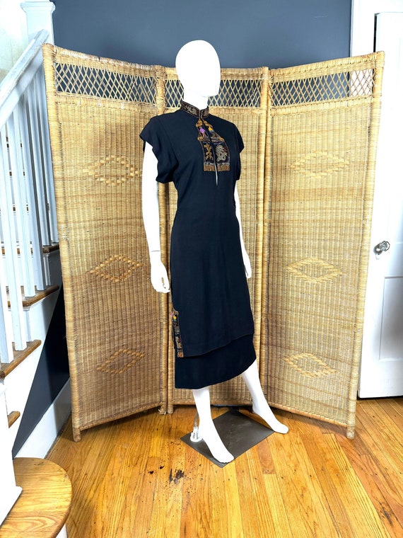 1940’s Beaded Chinoiserie Cheongsam Style 2 pc sz 