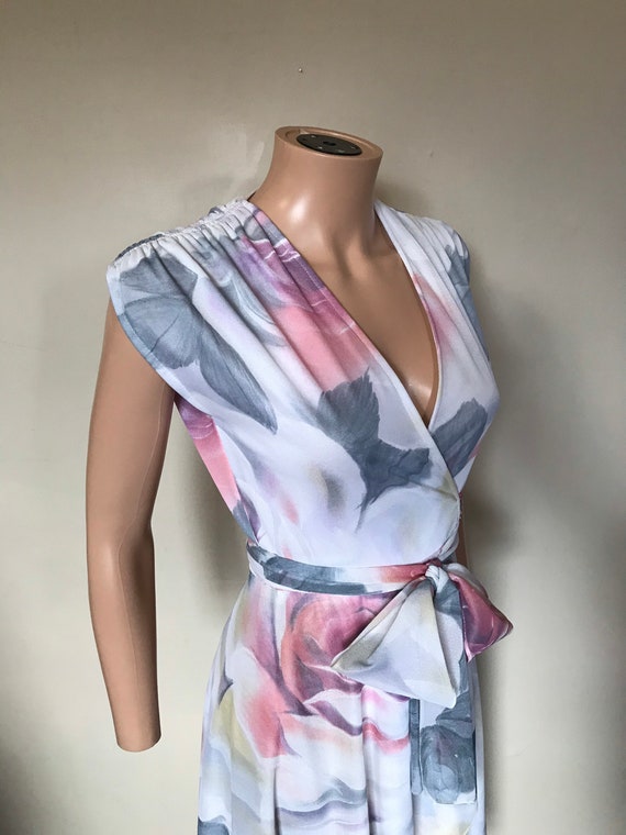 1970’s Sheer Roses Wrap Dress w/ Ballet Skirt sz S