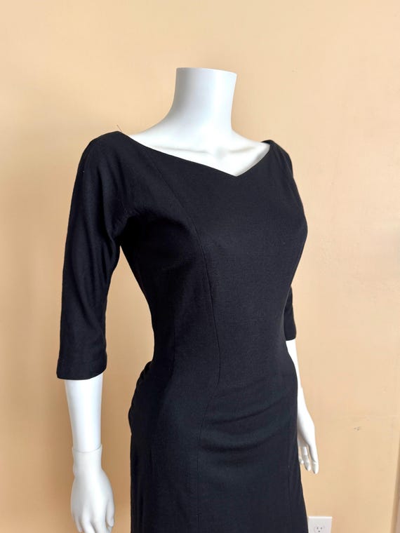 1950’s Suzy Perette Hourglass Black Wiggle Dress … - image 2