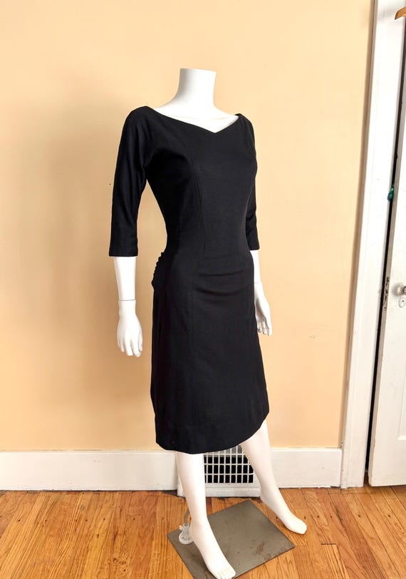 1950’s Suzy Perette Hourglass Black Wiggle Dress … - image 1