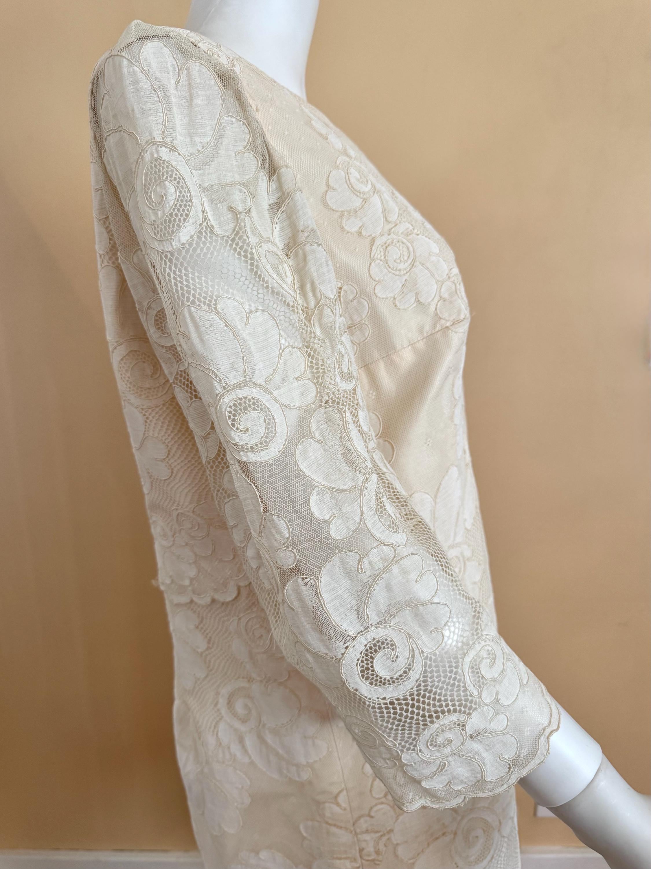 vintage lace prom dresses MACloth Elegant V Neck Long Prom Dress Vintage Lace Chiffon Formal Evening Gown Pink / Above Knee / US4 main image 1