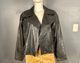 1990’s Cropped Leather Motorcycle Jacket sz L