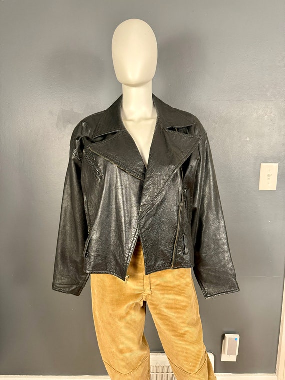 1990’s Cropped Leather Motorcycle Jacket sz L
