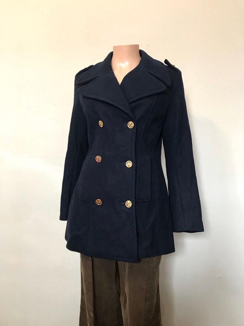 1960s Gloverall England Navy Wool Pea Coat sz 34 | Etsy