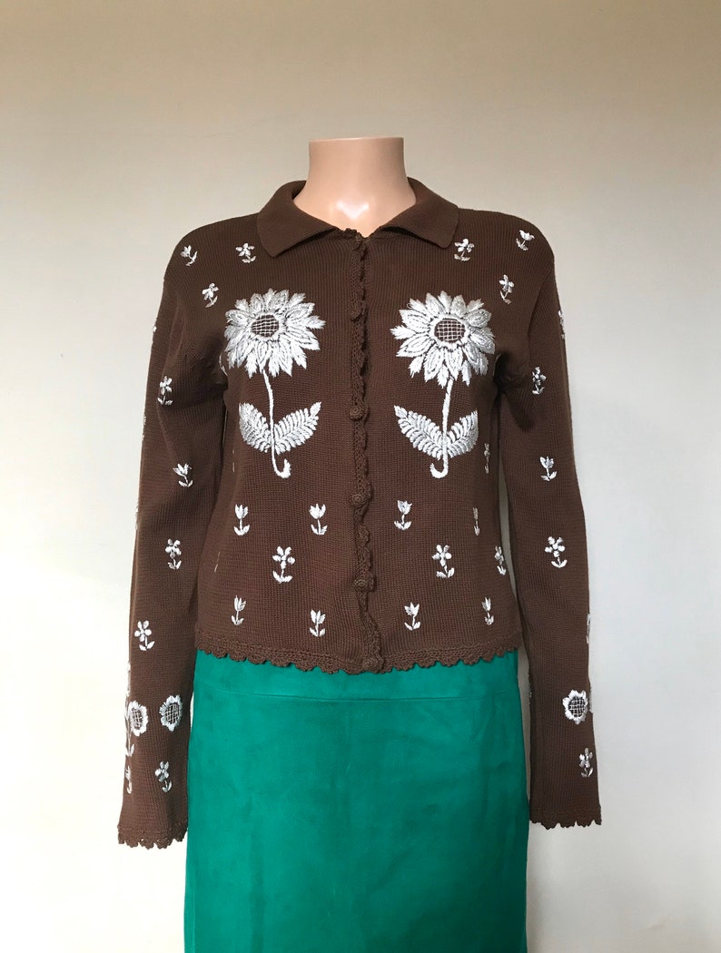 Moschino Cheap /& Chic Embroidered Cotton Knit Cardigan sz M