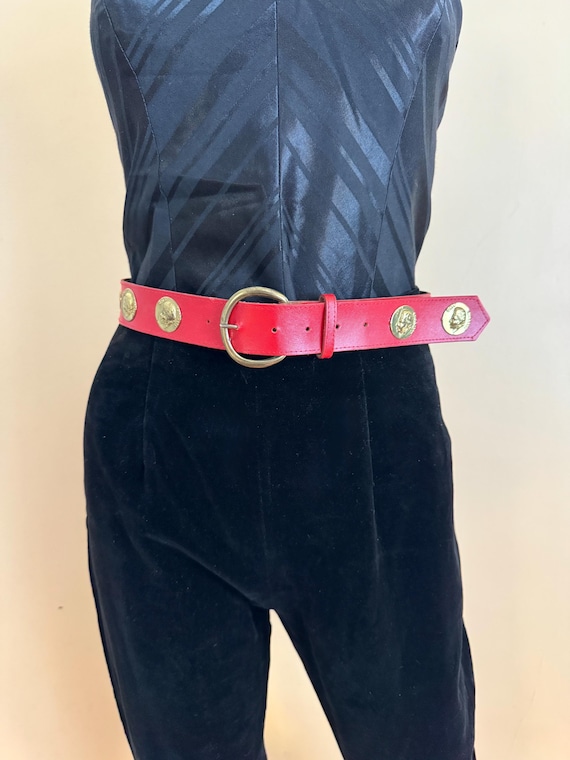 Red Belt with Gold Coin Accents Shakira Belt Red - Etsy main image 3